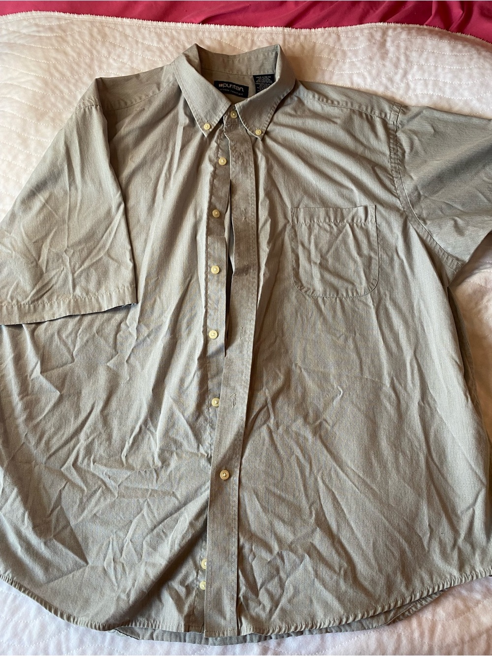 Puritan Men's Wrinkle-Resistant Button-Up Shirt in Light Beige